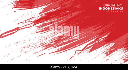 Indonesia Independence day with red grunge background design. indonesian text mean is longevity indonesia. good template for Indonesia Independence Da Stock Vector