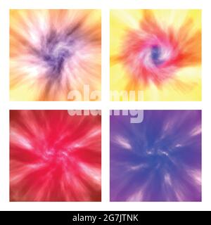 vector abstract circular color tie dye background in set Stock Vector