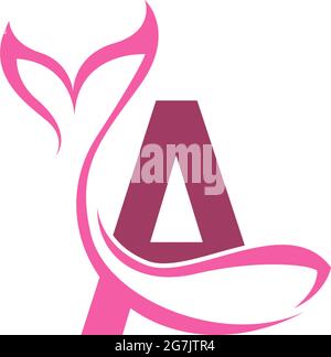 Letter A with mermaid tail icon logo design template vector Stock Vector