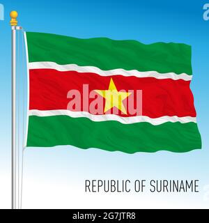 Suriname official national flag, south america, vector illustration Stock Vector
