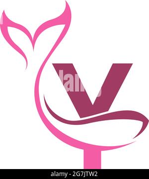 Letter Y with mermaid tail icon logo design template vector Stock Vector