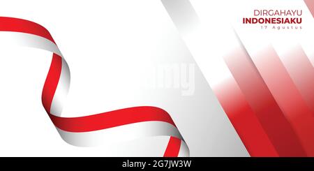 Indonesia Independence day with waving indonesian flag design. indonesian text mean is longevity indonesia. good template for Indonesia Independence D Stock Vector
