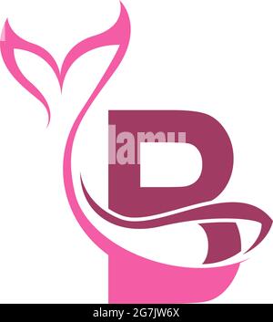 Letter B with mermaid tail icon logo design template vector Stock Vector