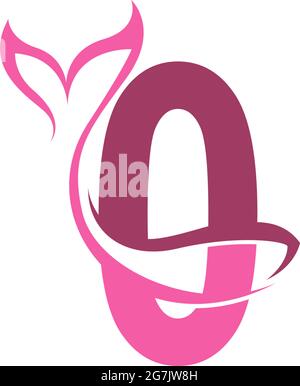 Number zero with mermaid tail icon logo design template vector Stock Vector