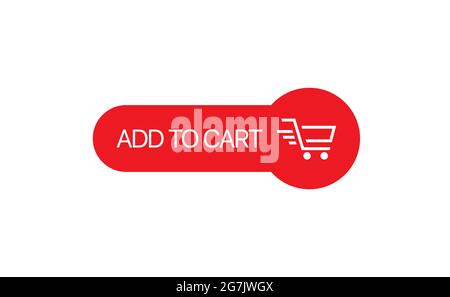 Add to cart ellipse shape red button icon vector. Shopping cart in red background icon. Flat design Stock Vector