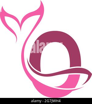 Letter O with mermaid tail icon logo design template vector Stock Vector