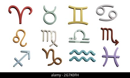 zodiac symbol signs 3D rendering  . Stock Photo
