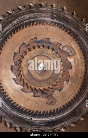 old rusty circular saw blades Stock Photo