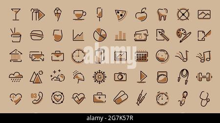 Abstract icons, hobbies and daily life - Vector illustration Stock Vector