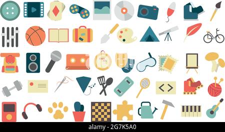 Various hobbies and professions icons collection - Vector illustration Stock Vector