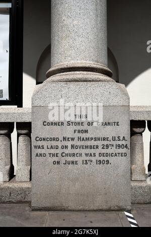 The corner stone of Cadogan Hall, London, UK. Stock Photo