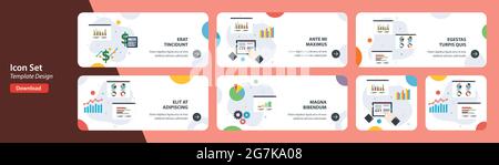 Web banners template in vector with icons of financial market, investment chart, monitoring finance and chart analytics. Flat design icons in vector i Stock Vector