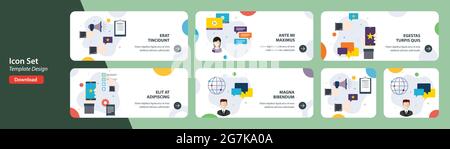 Web banners template in vector with icons of positive evaluation, app rating, customer testimonials and customer comments. Flat design icons in vector Stock Vector