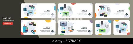 Web banners template in vector with icons of backup cloud computing, backup laptop data, send and receive data.Flat design icons in vector illustratio Stock Vector