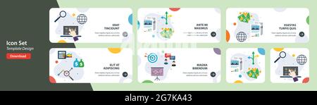 Web banners template in vector with icons of stock market investment, earnings analysis, finance growth, report analysis. Flat design icons in vector Stock Vector