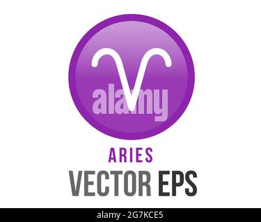 The isolated vector gradient purple Aries astrological sign icon in the Zodiac,  represents a ram Stock Vector