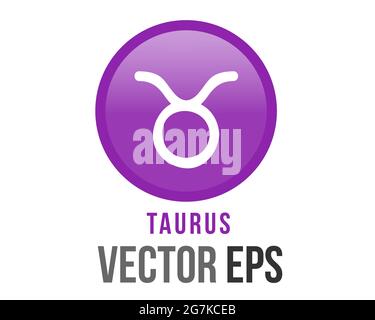 The isolated vector gradient purple Taurus astrological sign icon in the Zodiac,  represents bull Stock Vector