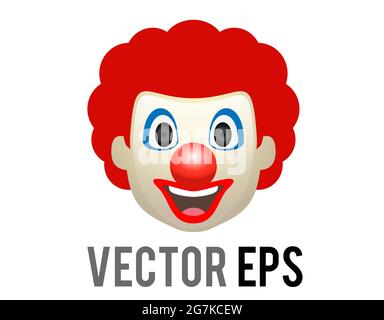 The isolated vector circus or birthday clown icon with white face makeup, red nose, exaggerated eyes and smile, used as comment on social media platfo Stock Vector