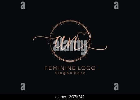 AN handwriting logo with circle template vector logo of initial wedding, fashion, floral and botanical with creative template. Stock Vector