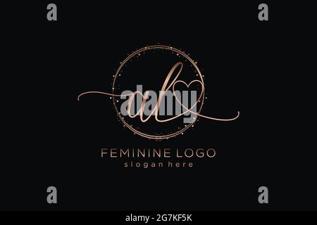 AL handwriting logo with circle template vector logo of initial wedding, fashion, floral and botanical with creative template. Stock Vector