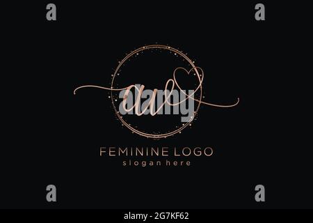 AV handwriting logo with circle template vector logo of initial wedding, fashion, floral and botanical with creative template. Stock Vector
