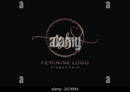 AS handwriting logo with circle template vector logo of initial wedding, fashion, floral and botanical with creative template. Stock Vector