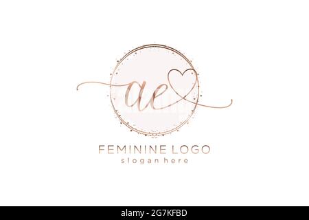 AE handwriting logo with circle template vector logo of initial wedding, fashion, floral and botanical with creative template. Stock Vector
