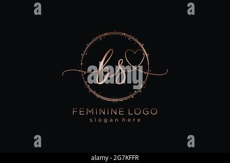 BS handwriting logo with circle template vector logo of initial wedding, fashion, floral and botanical with creative template. Stock Vector