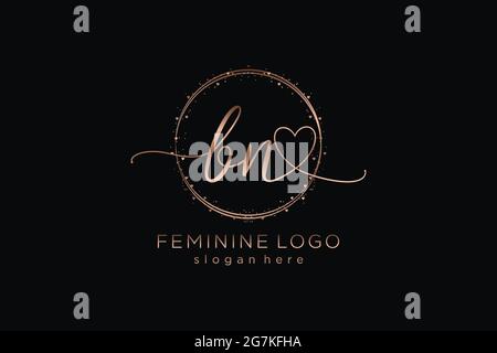 BN handwriting logo with circle template vector logo of initial wedding, fashion, floral and botanical with creative template. Stock Vector