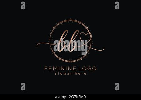 BB handwriting logo with circle template vector logo of initial wedding, fashion, floral and botanical with creative template. Stock Vector