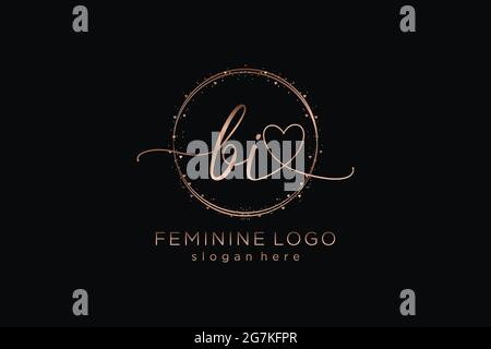 BI handwriting logo with circle template vector signature, wedding ...