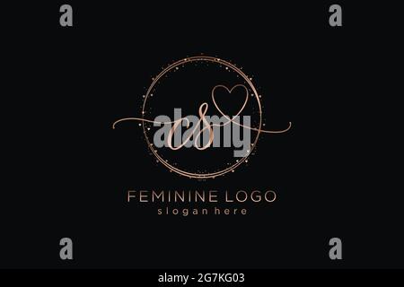 CS handwriting logo with circle template vector logo of initial wedding, fashion, floral and botanical with creative template. Stock Vector