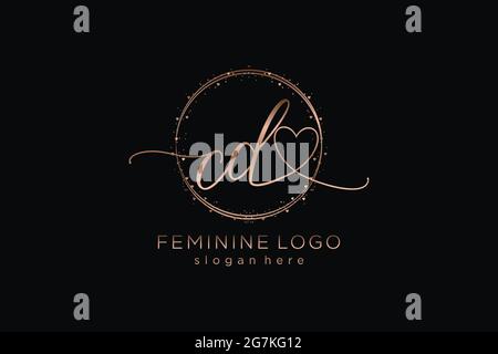 CD handwriting logo with circle template vector logo of initial wedding, fashion, floral and botanical with creative template. Stock Vector