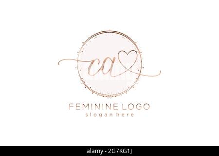 CA handwriting logo with circle template vector logo of initial wedding, fashion, floral and botanical with creative template. Stock Vector