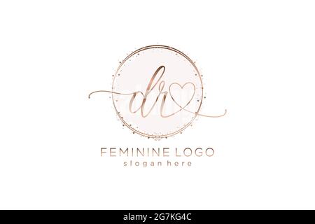 DR handwriting logo with circle template vector logo of initial wedding, fashion, floral and botanical with creative template. Stock Vector
