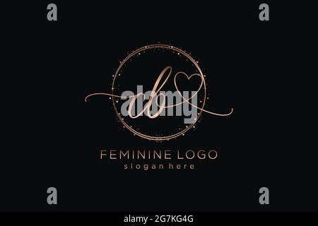 CB handwriting logo with circle template vector logo of initial wedding, fashion, floral and botanical with creative template. Stock Vector
