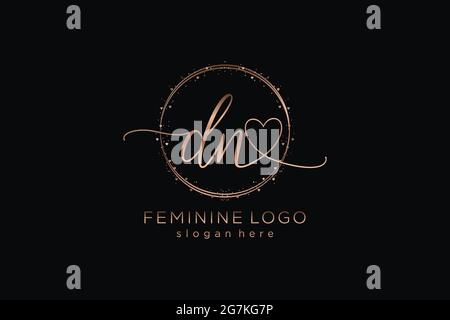 DN handwriting logo with circle template vector logo of initial wedding, fashion, floral and botanical with creative template. Stock Vector