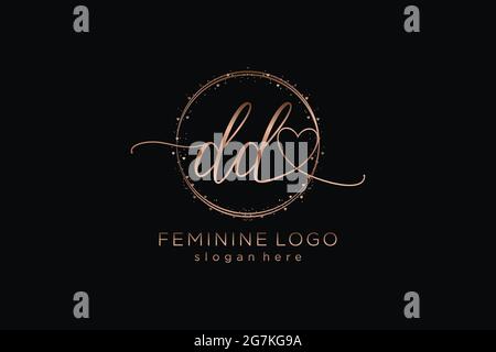 DD handwriting logo with circle template vector logo of initial wedding, fashion, floral and botanical with creative template. Stock Vector