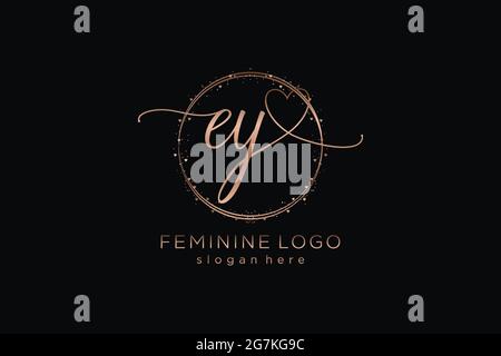EY handwriting logo with circle template vector signature, wedding ...