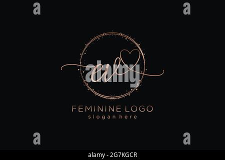 EV handwriting logo with circle template vector logo of initial wedding, fashion, floral and botanical with creative template. Stock Vector
