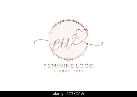 EW handwriting logo with circle template vector logo of initial wedding, fashion, floral and botanical with creative template. Stock Vector