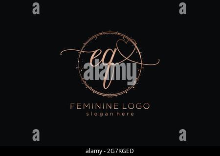 EQ handwriting logo with circle template vector logo of initial ...