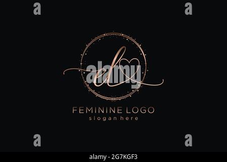 EL handwriting logo with circle template vector logo of initial wedding, fashion, floral and botanical with creative template. Stock Vector