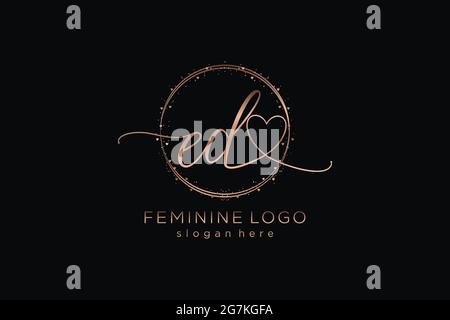 ED handwriting logo with circle template vector logo of initial wedding, fashion, floral and botanical with creative template. Stock Vector