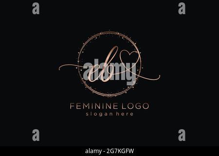 EB handwriting logo with circle template vector logo of initial wedding, fashion, floral and botanical with creative template. Stock Vector