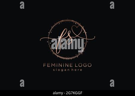 FS handwriting logo with circle template vector logo of initial wedding, fashion, floral and botanical with creative template. Stock Vector