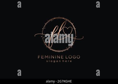 FL handwriting logo with circle template vector logo of initial wedding, fashion, floral and botanical with creative template. Stock Vector