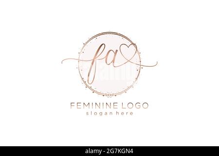 FA handwriting logo with circle template vector logo of initial wedding, fashion, floral and botanical with creative template. Stock Vector