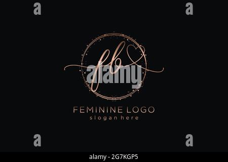 FB handwriting logo with circle template vector logo of initial wedding, fashion, floral and botanical with creative template. Stock Vector