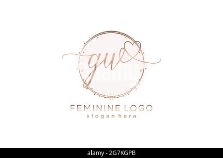 GW handwriting logo with circle template vector logo of initial wedding, fashion, floral and botanical with creative template. Stock Vector